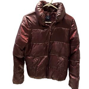 Gap Women's Puffer Coat Burgundy Size Medium
